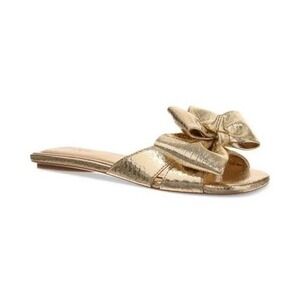 ON 34TH Jazmin Women's Gold Snake Embossed‎ Bow Flat Slide Sandals Size 7 NIB